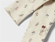 Tungekant i bunden af benene på beige meleret leggings med print af små kaniner fra Name It 13235914 peyote melange